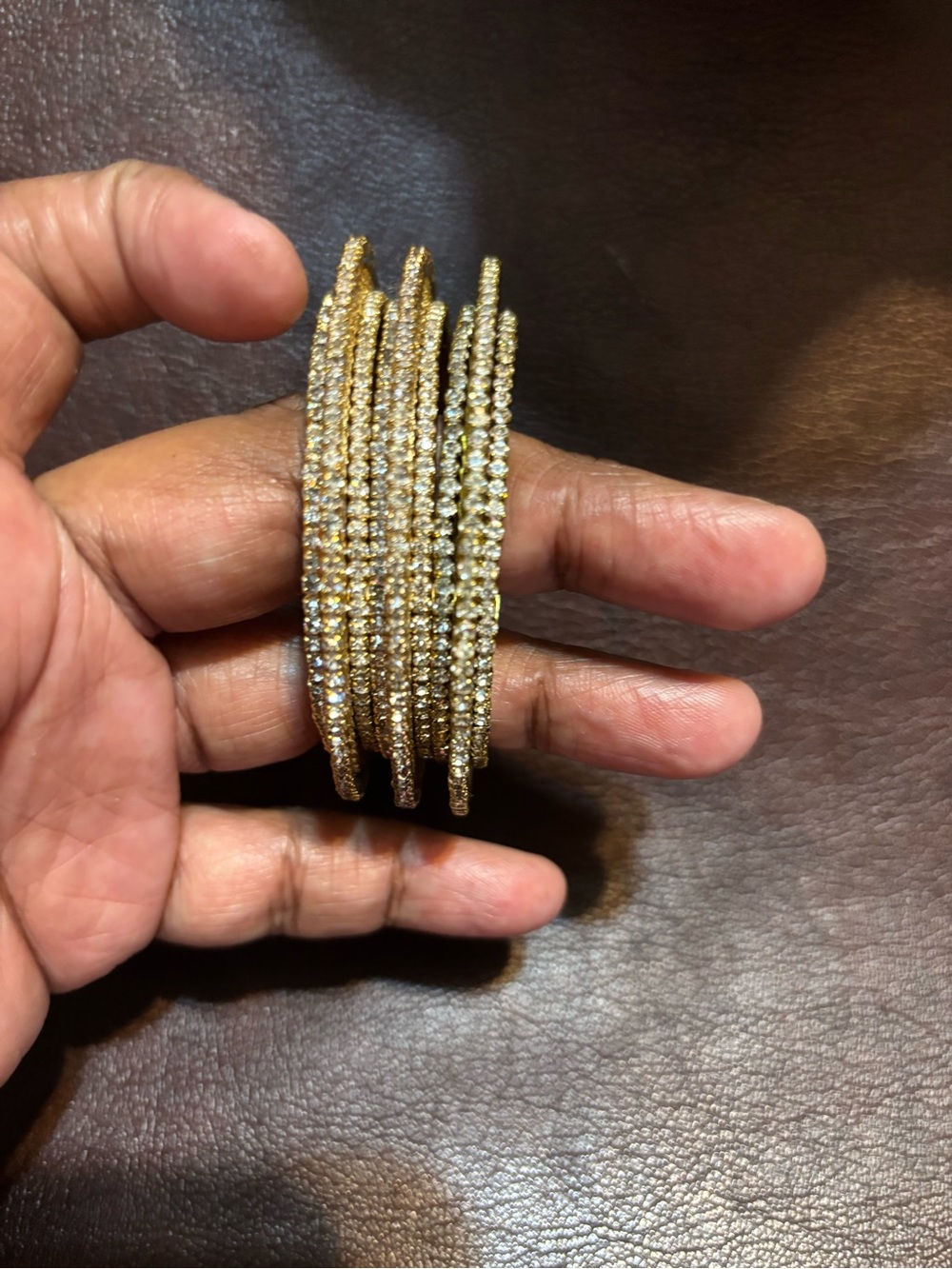 Gold Crystal Stackable Bangle Set - Women Jewelry Vintage estate